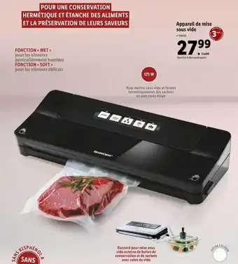 Lidl Appareil de mise sous vide silver crest offre