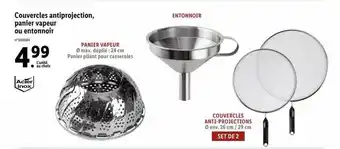 Lidl Couvercles antiprojection, panier vapeur ou entonnoir offre