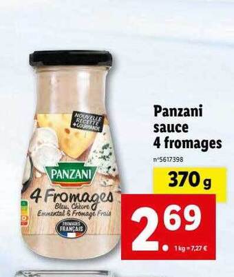 Lidl Panzani sauce 4 fromages offre