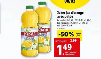 Lidl Joker jus d'orange avec pulpe offre