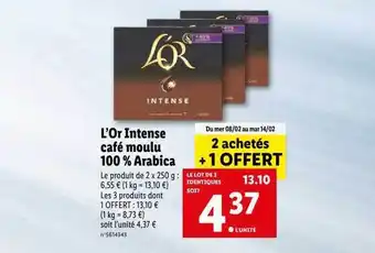 Lidl L'or intense café moulu 100% arabica offre