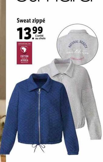 Lidl Sweat zippé offre