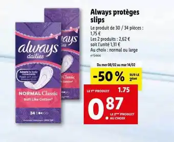 Lidl Protège slips always offre