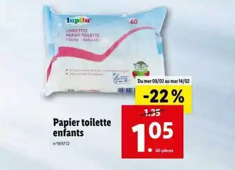 Lidl Papier toilette enfants lupilu offre