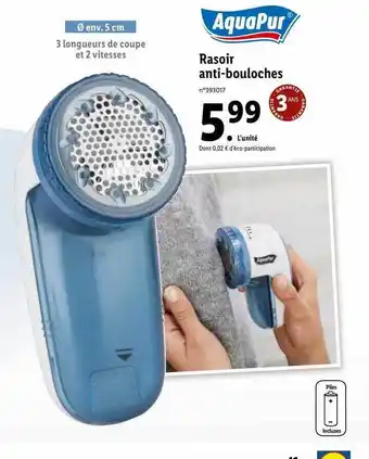 Lidl Rasoir anti-bouloches aquapur offre