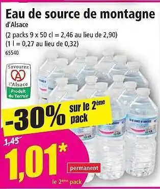 Norma Eau de source de montagne d'alsace offre