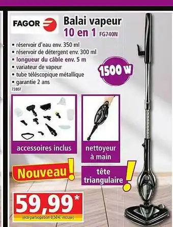Norma Balai vapeur 10 en 1 fagor offre