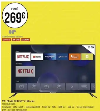 Casino Supermarchés Tv Led 4k UHD 50 126cm offre