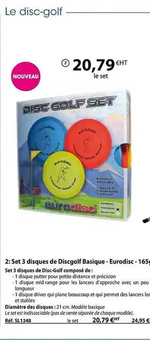 Casal Sport Set 3 disques de discgolf basique - eurodisc - 165 offre