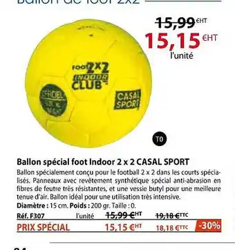 Casal Sport Ballon spécial foot indoor 2 x 2 casal sport offre