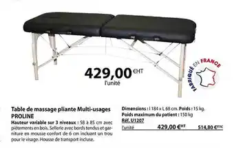 Casal Sport Table de massage pliante multi-usages proline offre