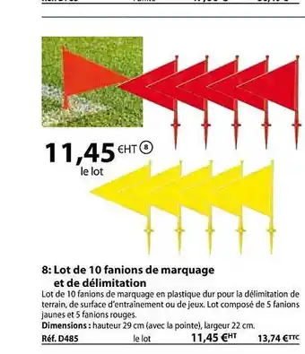 Casal Sport Lot de 10 fanions de marquage et de délimitation offre