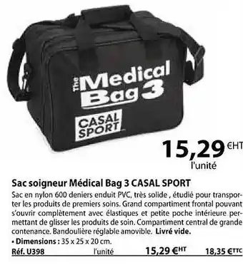 Casal Sport Sac soigneur médical bag 3 casal sport offre