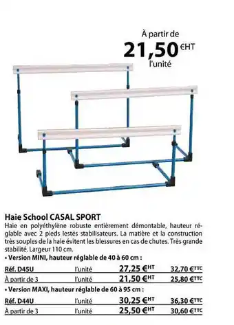 Casal Sport Haie school casal sport offre
