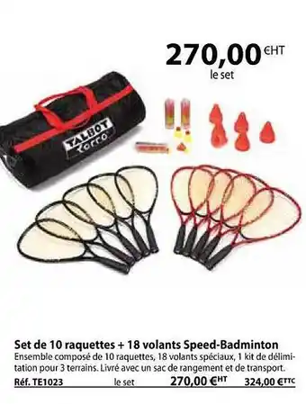 Set de 10 raquettes + 18 volants speed-badminton