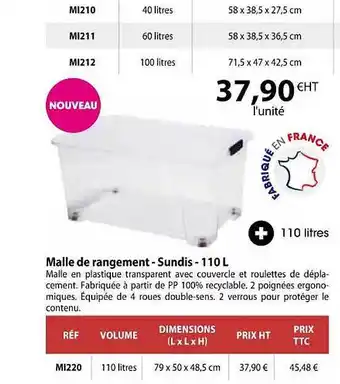 Casal Sport Malle de rangement - sundis - 110l offre
