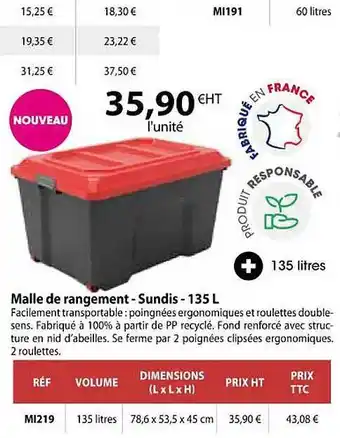 Casal Sport Malle de rangement - sundis - 135l offre