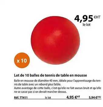 Casal Sport Lot de 10 balles de tennis de table en mousse offre