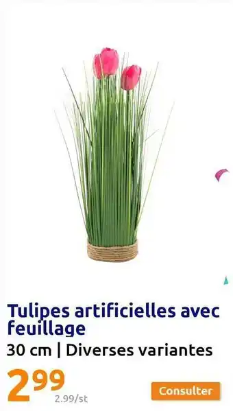 Action Tulipes artificielles avec feuillage offre