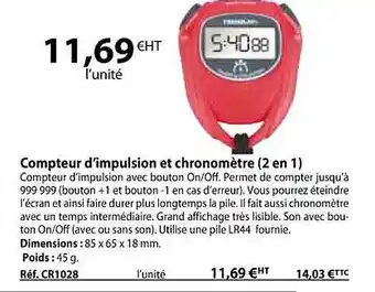 Casal Sport Compteur d'impulsion et chronomètre (2 en 1) offre