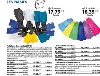 Casal Sport Palmes chaussantes lagon, palmes chaussantes apnea offre