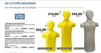 Casal Sport Mannequin de sauvetage scolaire, mannequin de sauvetage adulte, mannequin ferron réglementaire tests d'aptitude offre