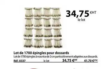 Casal Sport Lot de 1700 épingles pour dossards offre