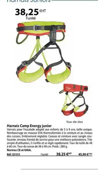 Casal Sport Harnais camp energy junior offre