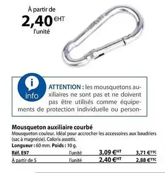 Casal Sport Mousqueton auxiliaire courbé offre