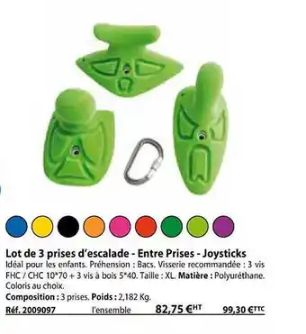Casal Sport Lot de 3 prises d'escalade - entre prises - joysticks offre