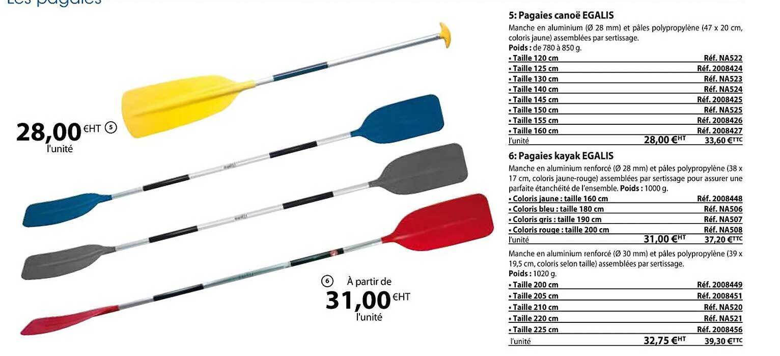 Promo Pagaies canoë egalis, pagaies kayak egalis chez Casal Sport