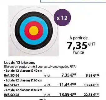 Casal Sport Lot de 12 blasons offre