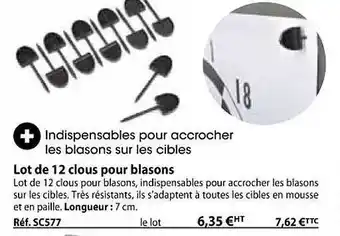 Casal Sport Lot de 12 clous pour blasons offre