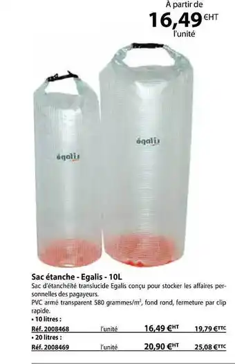 Casal Sport Sac étanche - egalis - 10l offre
