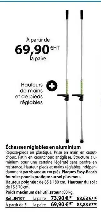 Casal Sport Échasses réglables en aluminium offre