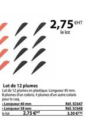 Casal Sport Lot de 12 plumes offre