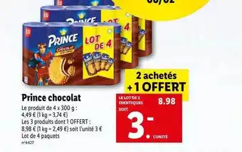 Lidl Prince chocolat offre