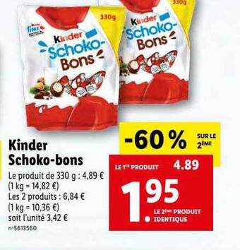 Lidl Kinder schoko-bons offre