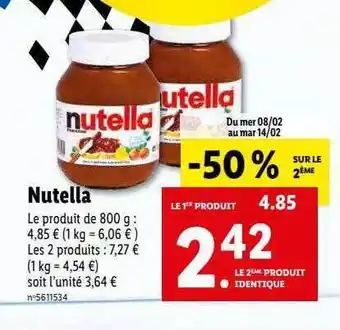 Lidl Nutella offre