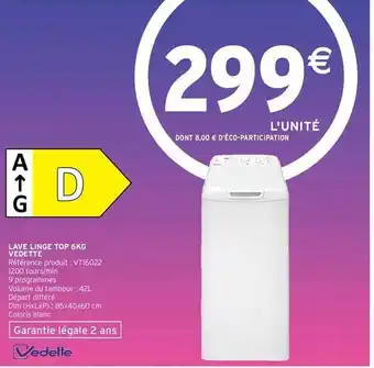 Intermarché Lave linge top 6 kg vedette offre