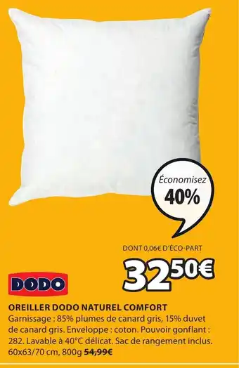 JYSK Oreiller dodo Naturel Comfort offre
