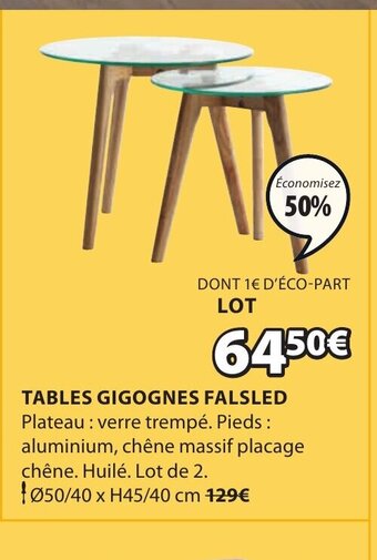 JYSK Tables Gigognes Falsled offre