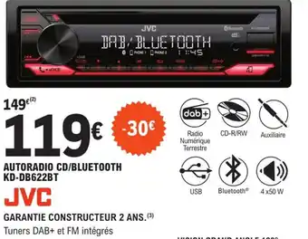E.Leclerc L'Auto Autoradio CD/Bluetooth KD-DB622BT offre