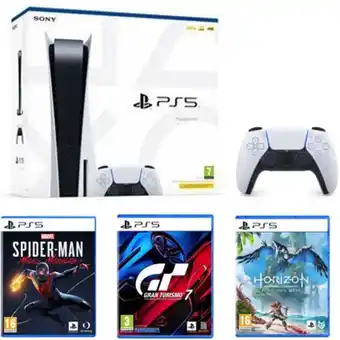 Pack ps5 - console playstation 5 standard edition - 3 jeux et 2 manettes