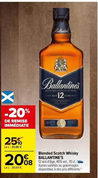 Carrefour Blended scotch whisky ballantine's offre
