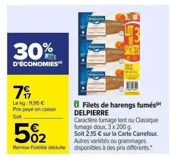 Carrefour Filets de harengs fumés delpierre offre