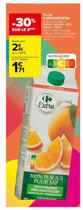 Carrefour Pur jus carrefour extra offre