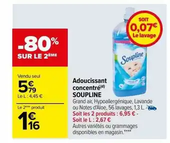 Carrefour Adoucissant concentré soupline offre