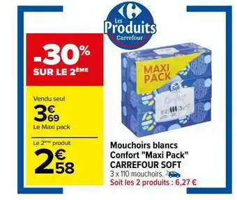 Carrefour Mouchoirs blancs confort offre
