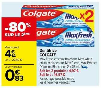 Carrefour Dentifrice colgate offre